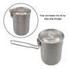 Camping Cup Stainless Steel Coffee Mug Portable Cooking Pot 1L with Lid Folding Handle for Camping Picnic Hiking