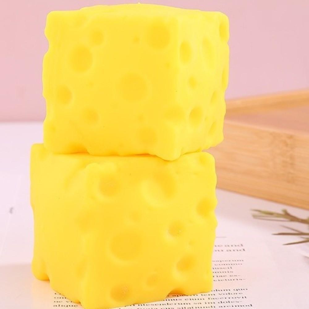 Super Soft Cheese Squishy Toy 5cm Cheese Stress Ball Novelty Cheese Pinch for Kids Adults