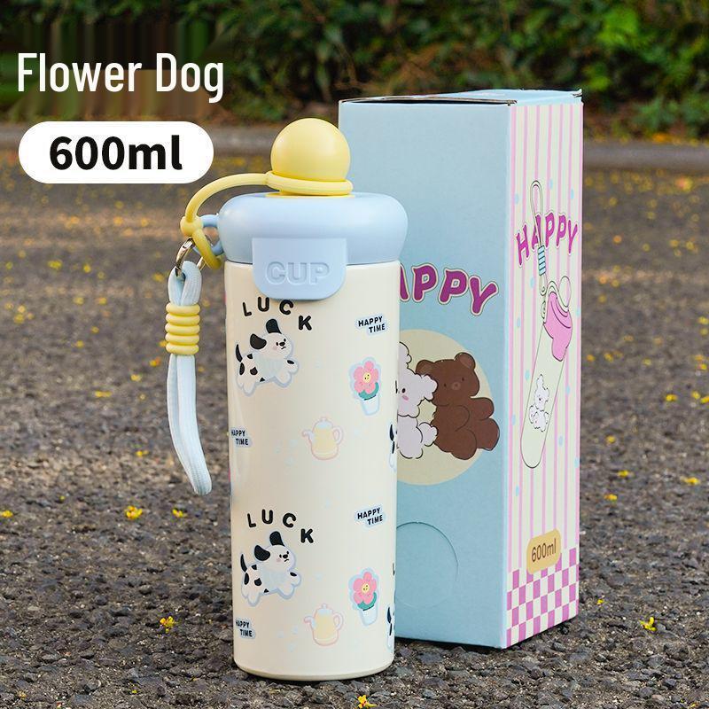 2025 Stainless Steel Cartoon Insulated Water Bottle, Large Capacity, Portable with Rope