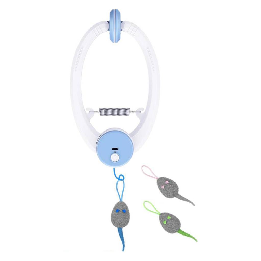 Dörrhängande Självåtergående Kattleksak Uppladdningsbar Interaktiv Husdjursleksak med 3 Möss Interaktiva Kattleksaker för Innekatter