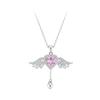 S925 Sterling Silver Angel Heart Wings Necklace - Elegant, Moveable Clavicle Pendant for Women