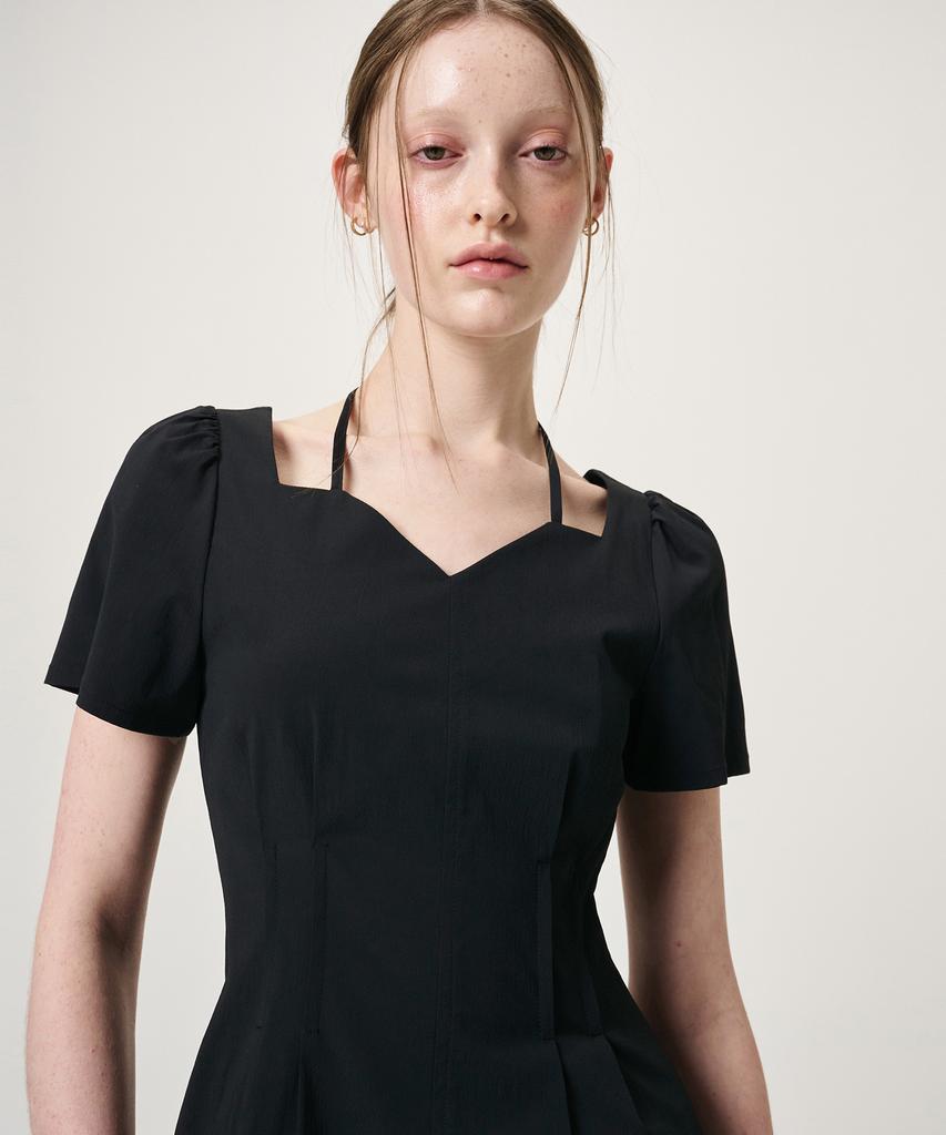 Etmont Heart Neck Strap Dress, Black