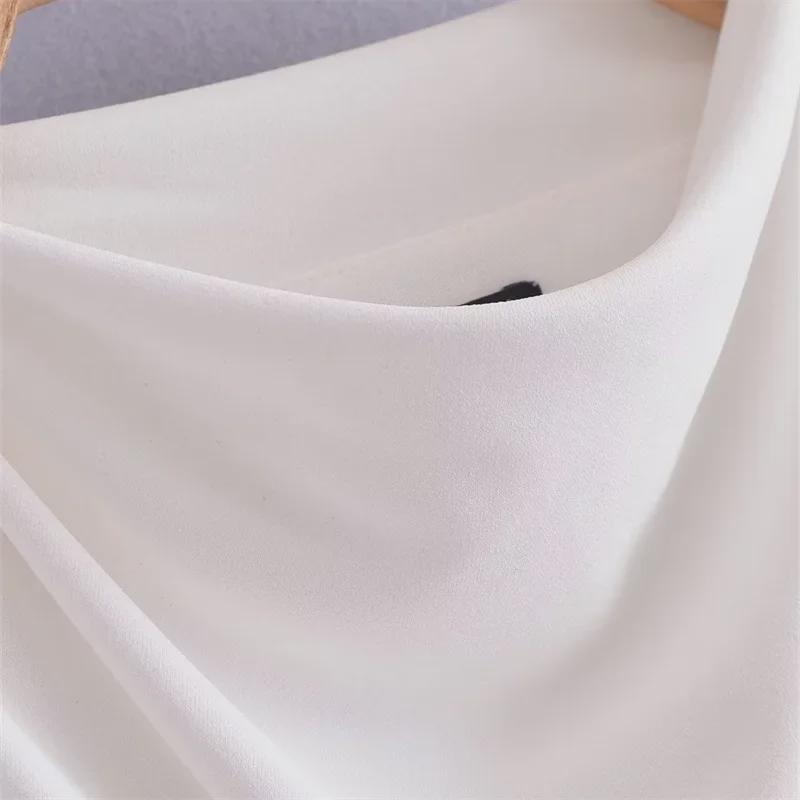 2023 Spring Women's European & American Pleated Sleeveless White Top