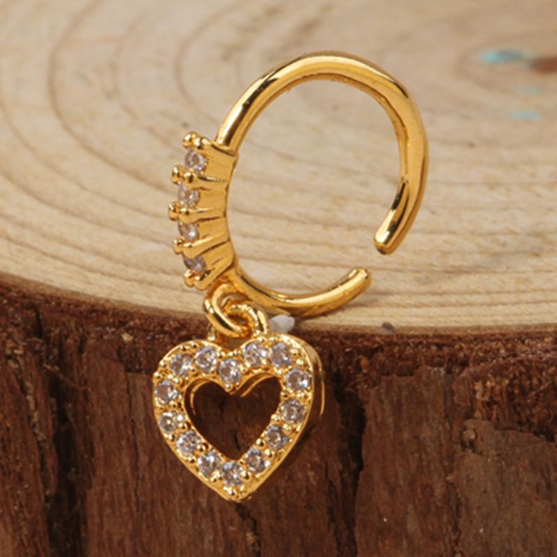 Gold Plated Pendant Nose Ring Hoop for Women Crystal Nose Hoop Protection Jewelry Nose Piercing Cartilage Earring Piercing