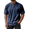 Men's Summer Round Neck Short Sleeve T-Shirt Neck Men's All-match Casual Button Shirt