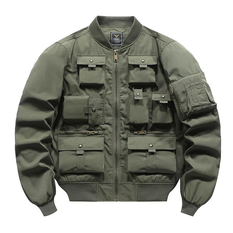 Bomber Jacket Men's Retro Baseball Uniform Multi-pocket Work Jacket Functional Jacket Three-proof Assault Top