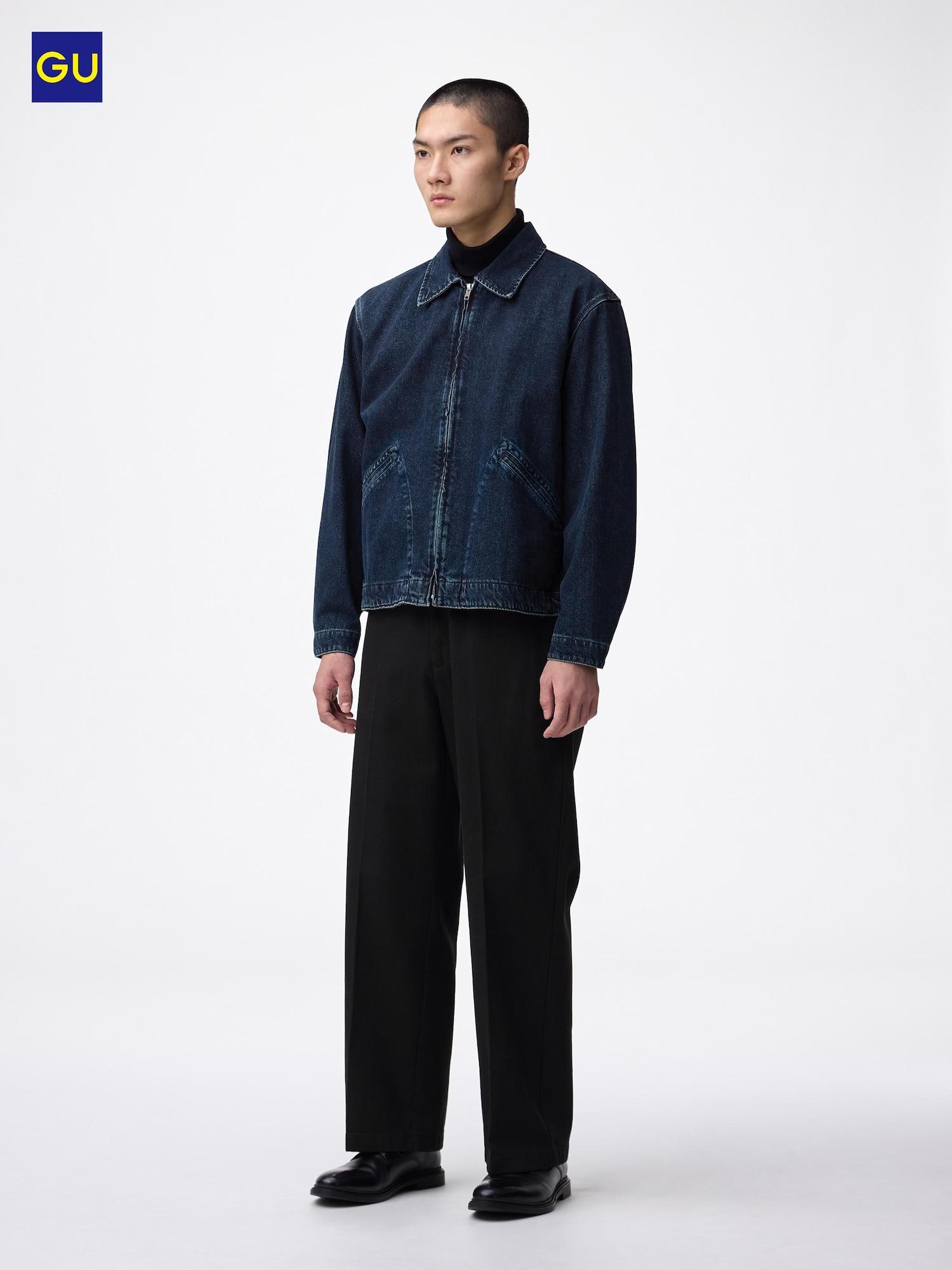 Uniqlo Gu Твиловые Широкие Прямые Брюки 09 BLACK/MEN S