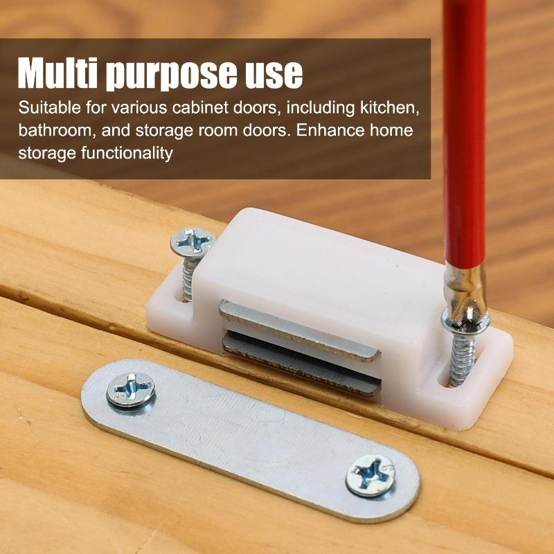 5-10set Magnetic Furniture Cabinet Locks Latch with Screws Door Cupboard Closer Hardware Plastic Strong Powerful Locking