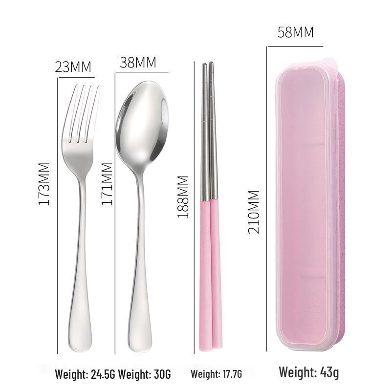 Stainless Steel Travel Cutlery Set: Fork, Spoon, Chopsticks with Portable Storage Box