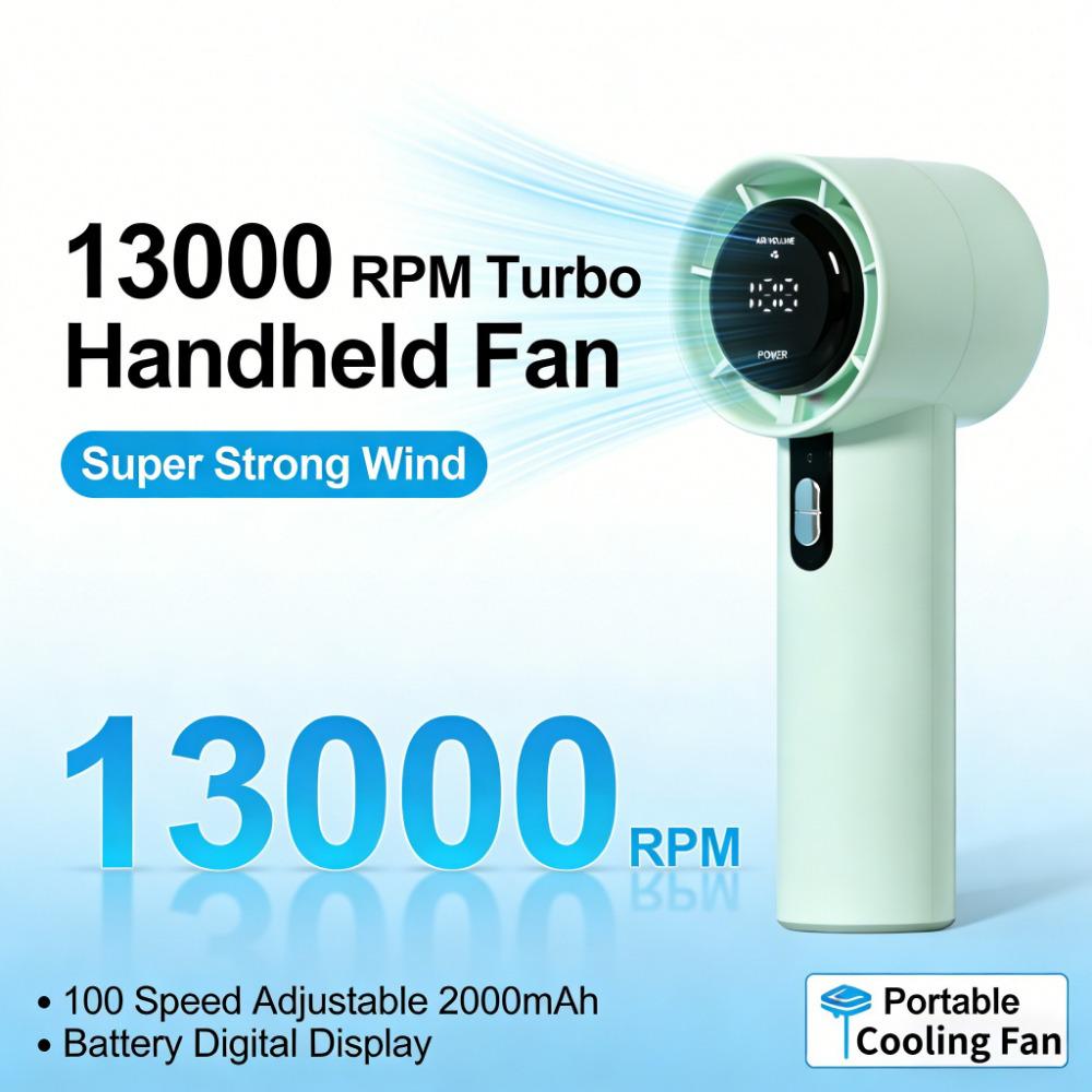 

100-Speed Portable Handheld Fan with USB Charging and 2000mAh Battery