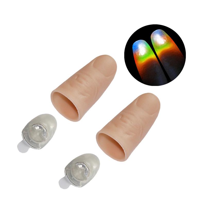 2Pcs PVC Party Magic Light Up Glow Thumbs Fingers Trick Appearing Light Close Up 