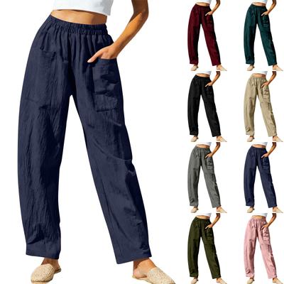 Women's Casual And Fashionable Color Loose Pants With Pocketes