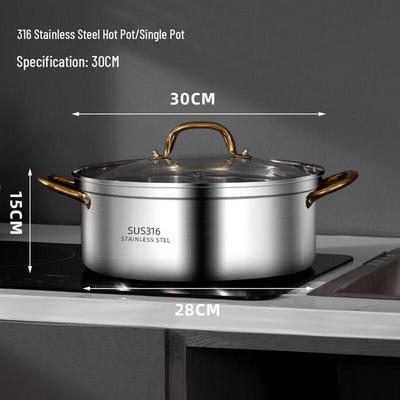 Wutuo 316 Stainless Steel Soup Pot for All Stovetops