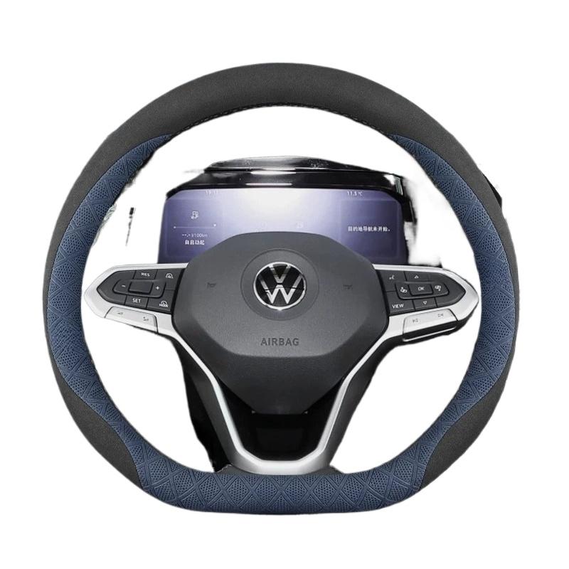 Leather Car Steering Wheel Cover for Volkswagen Id4 Polo Atlas Tigua Tayron Caddy Taigo T Cross 2015 - 2025 2026 VW Accessories