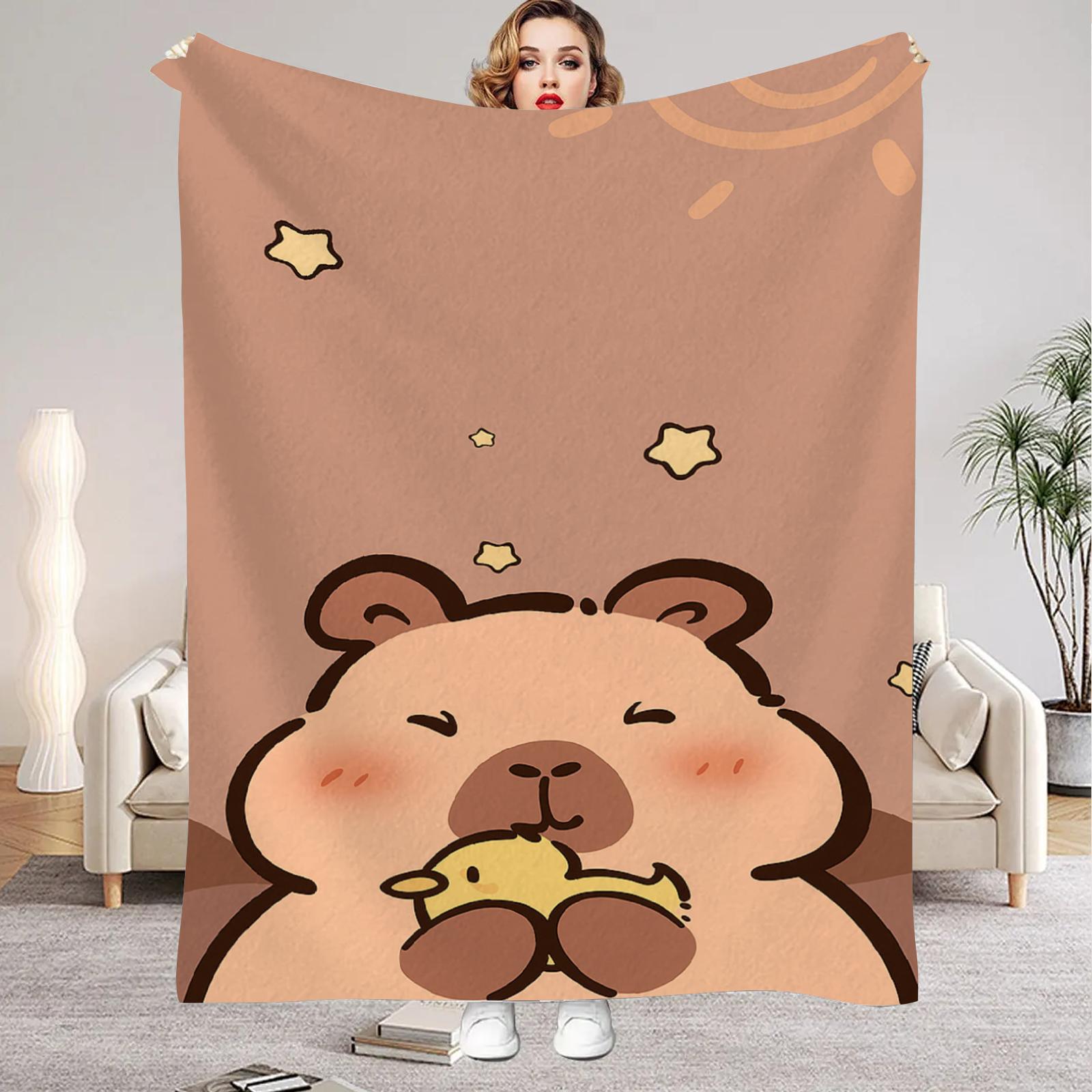 

1Pc Digital Printed CapybaraGuinea pig Flannel Blanket Mattress Cover Blanket for Family BedsSofasOfficesOutdoor Camping 75x100cm (30x40inch)