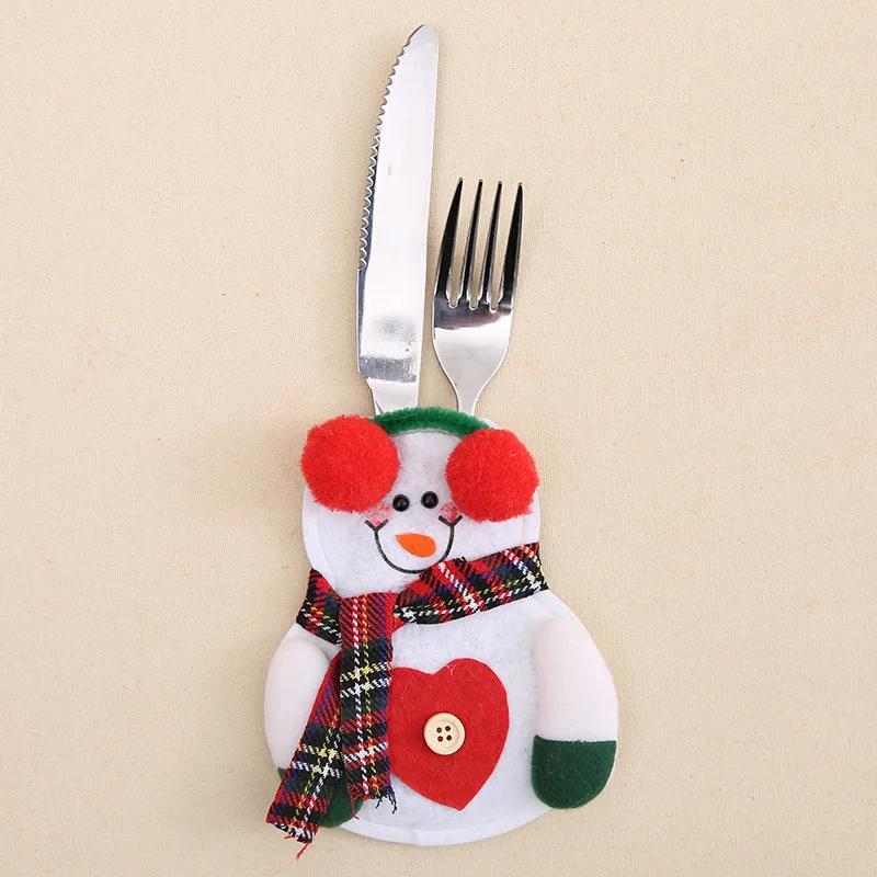 Christmas Tableware Holder Bags Christmas Hat Fork Knives Cutlery Bags Christma Party Decorations New Year Table Ornament