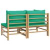Vidaxl 2-Cz. Garden Furniture Set, Green Cushions, Bamboo
