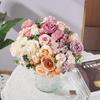 Artificial Flowers Fake Silk Peony Vases Flower Bouquets Home Room Decoration Garden Flower Garlands Wedding Bridal Accessories
