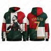 Ronaldo 7 Hoodie Portugal Inspiriertes Grafik-Sweatshirt Fußball Streetwear Übergroß Winterlich Lässiger Pullover