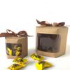 12pcs Brown White Kraft Paper Candy Box Ribbon Transparent Window Gift Packaging Party Favor