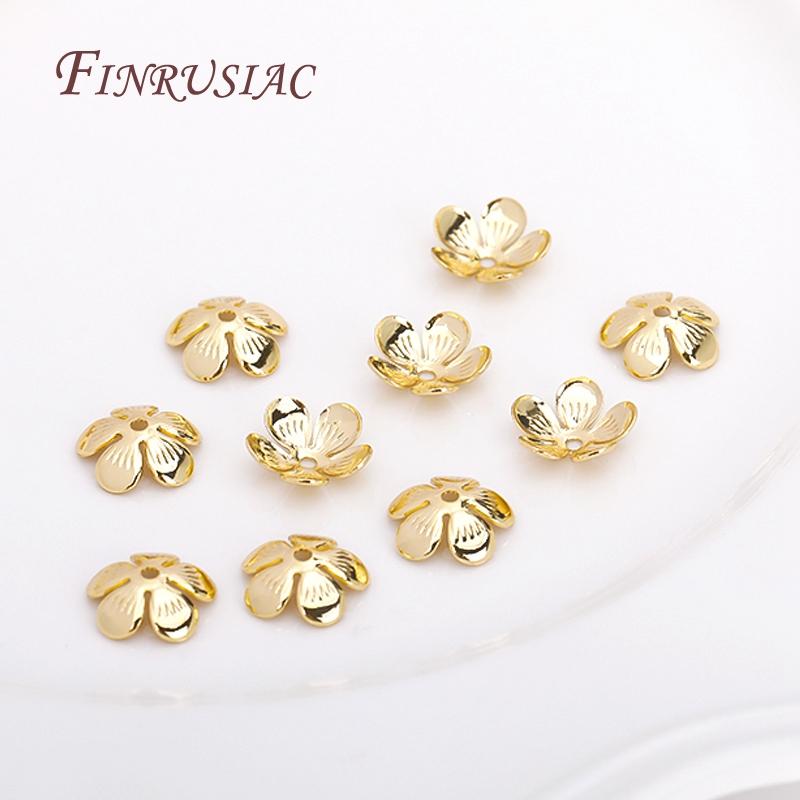 18K Gold Plated 11mm Flower Caps For Beads Brass Metal Big Beads Caps For DIY Beading Jewelry Making Accessories