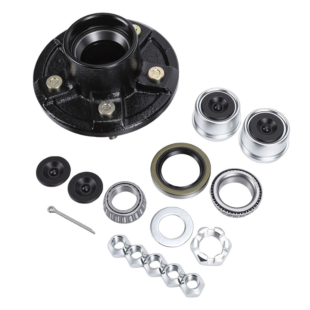 2 Set 3500LBs Trailer Hub Kits 5 Lug 5 On 4.5in Bolt Circle L44649 L68149 Bearing for 1 1 16in to 1 3 8in 84 Tapered