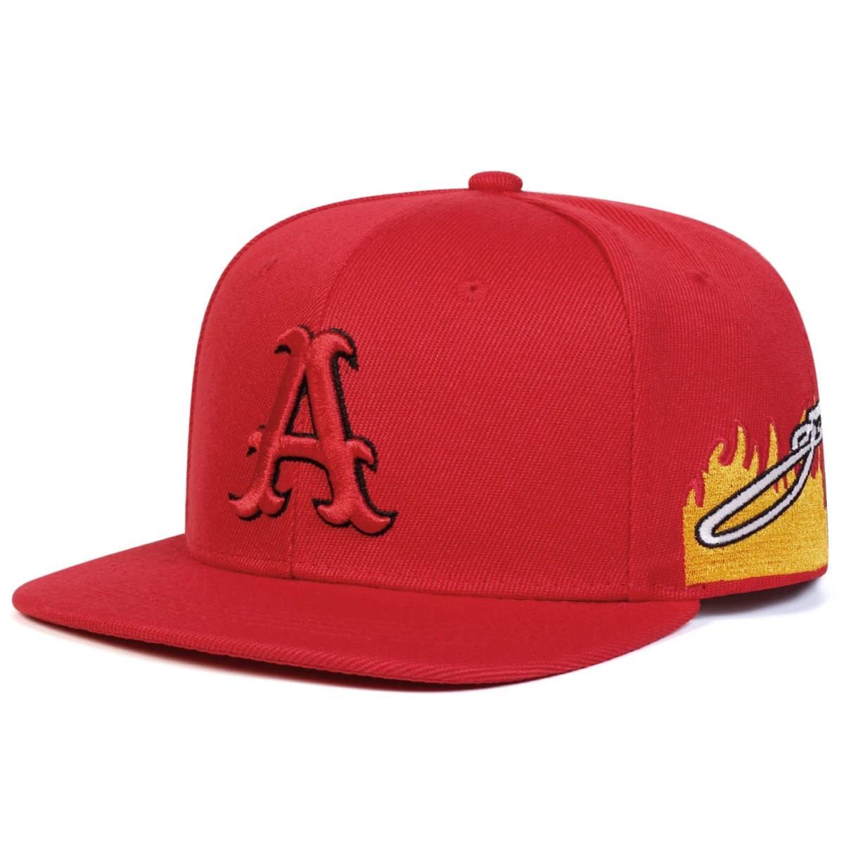 Unisex A Letter Embroidery Side Flame Hip-Hop Hats Spring Autumn Adjustable Casual Snapback Baseball Caps Outdoor Sunscreen Hat