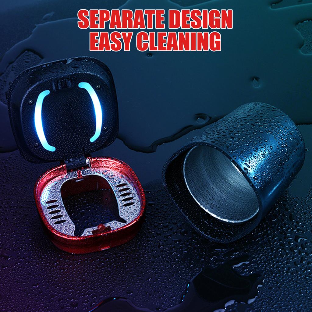 Car Ashtray with LED Light and Lid Portable Smokeless Car Ash Tray Smell Proof Mini Car Trash Can Detachable Car Ash Cup