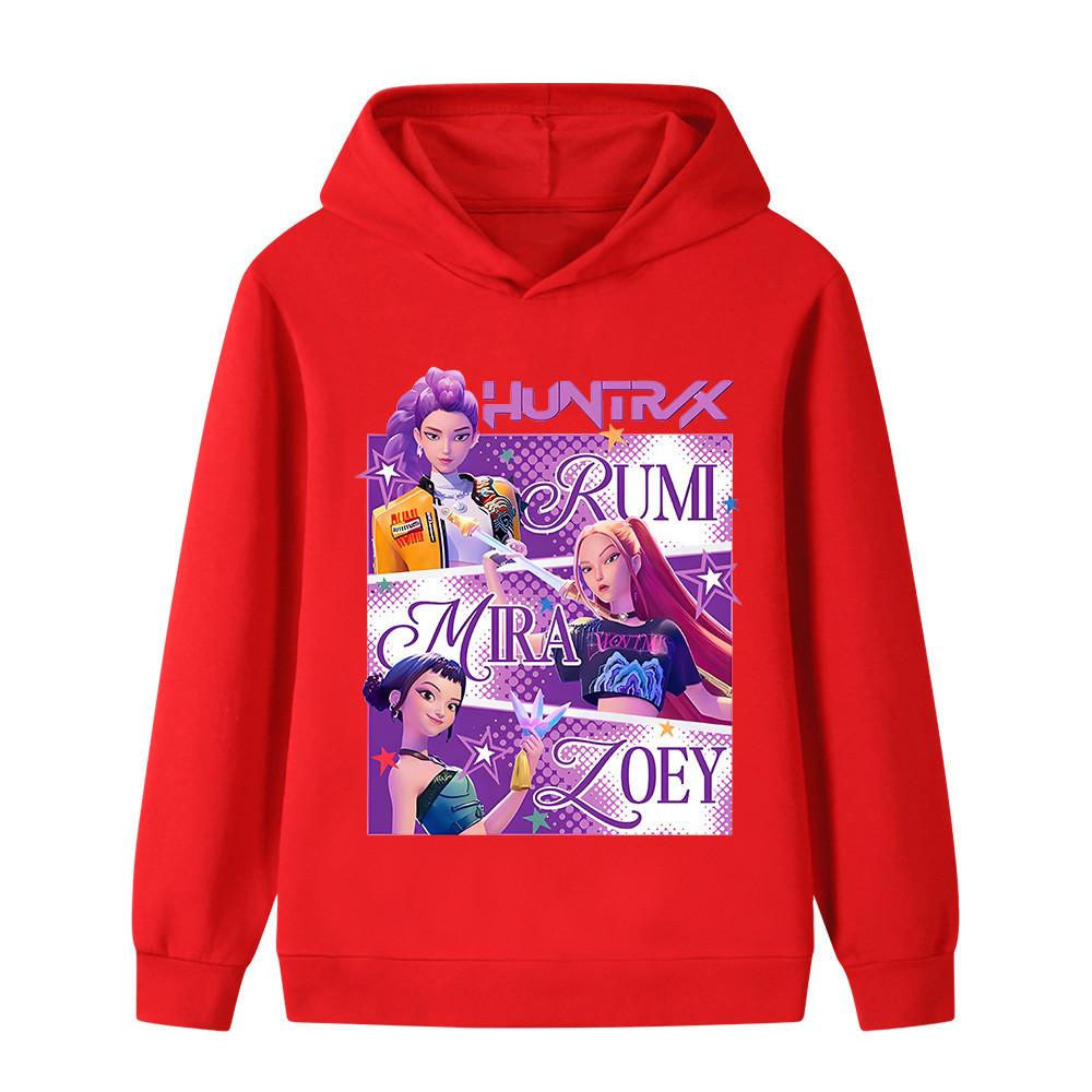 B1199 Kids Boys Girls Kpop Rumi Zoey Mira Print Long Sleeves Hoodie