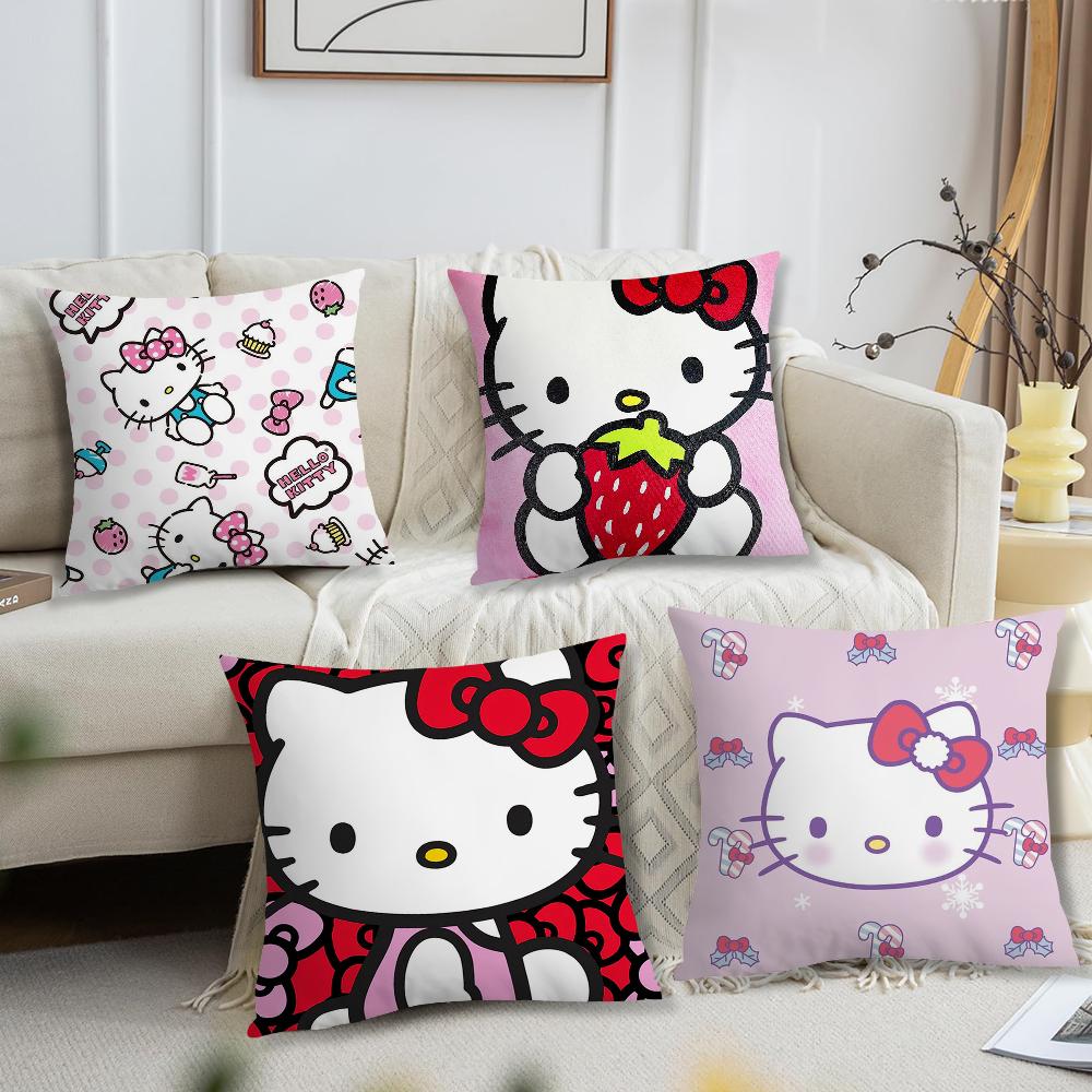 Kawaii Hello K-Kitty Cushion Cover For Pillow Printing Sofa Decoration Home Car Room Coffee Shop Office Nordic Simplicity