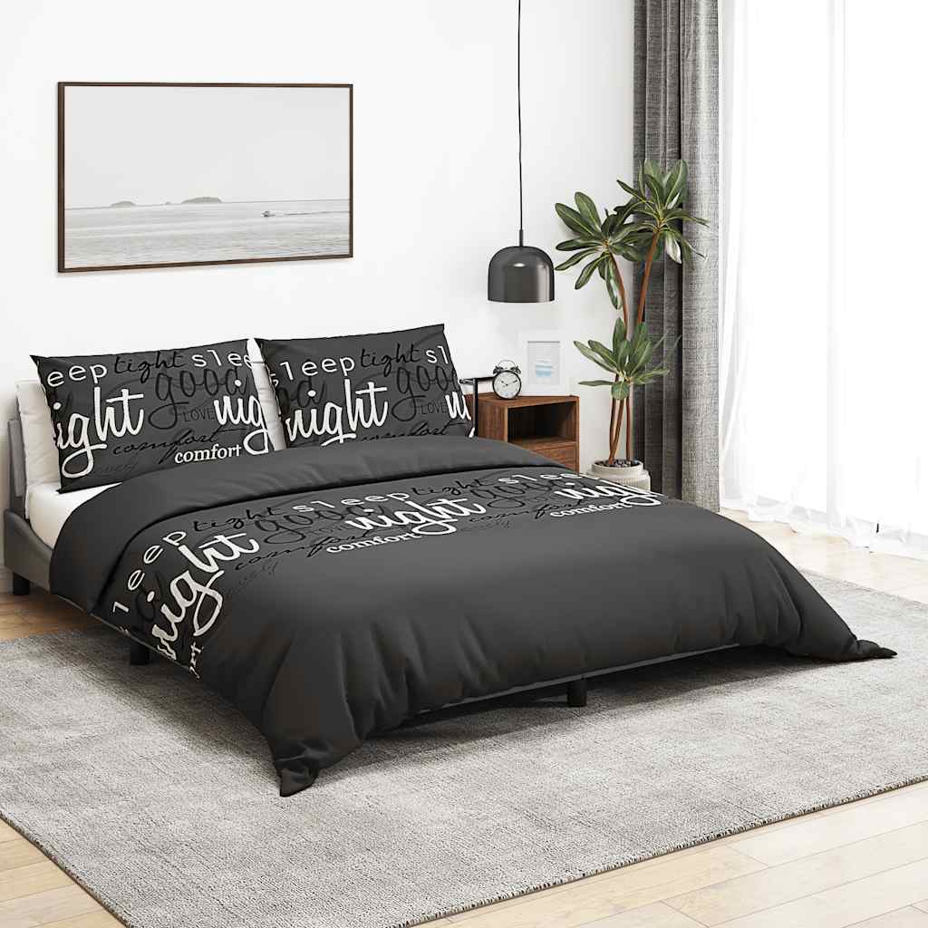 Black Bed Linen Set 200x200 cm Cotton