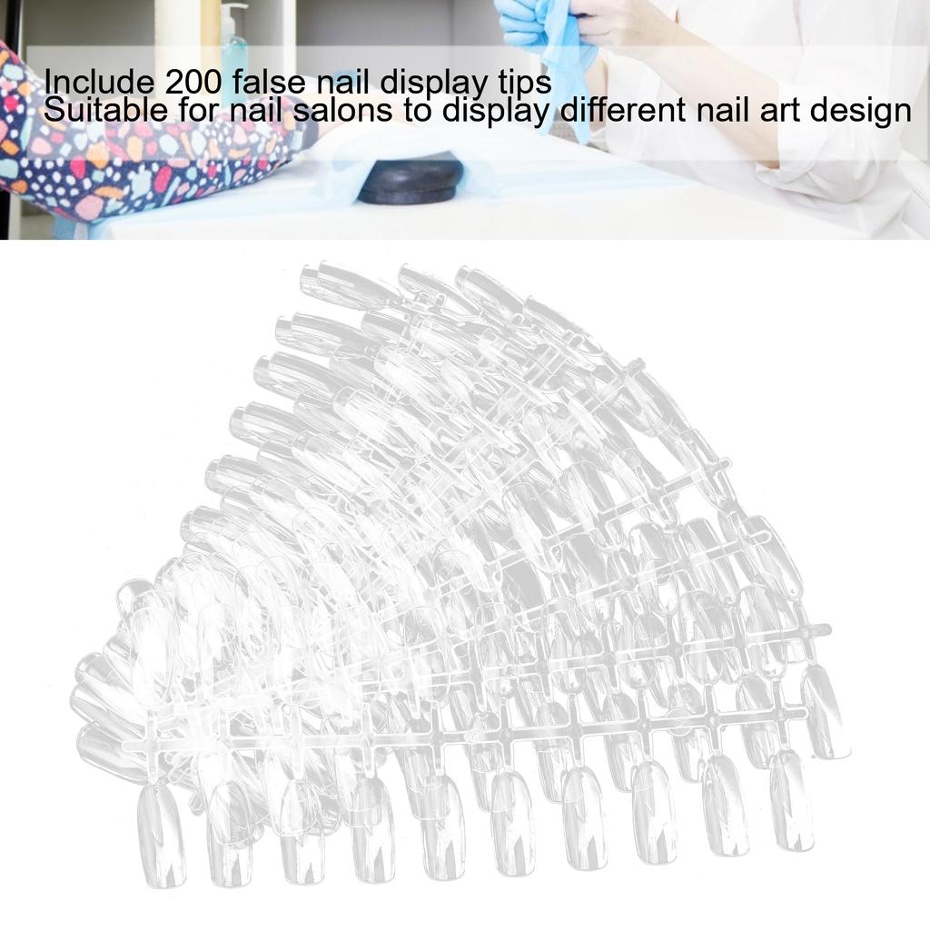 200pcs False Nail Tips Transparent Nail Art Color Style Display Tips Nail Art Supplies