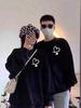 2025 New Couple's American Style Round Neck Loose Print Hoodie with Plus Velvet for Autumn/Winter