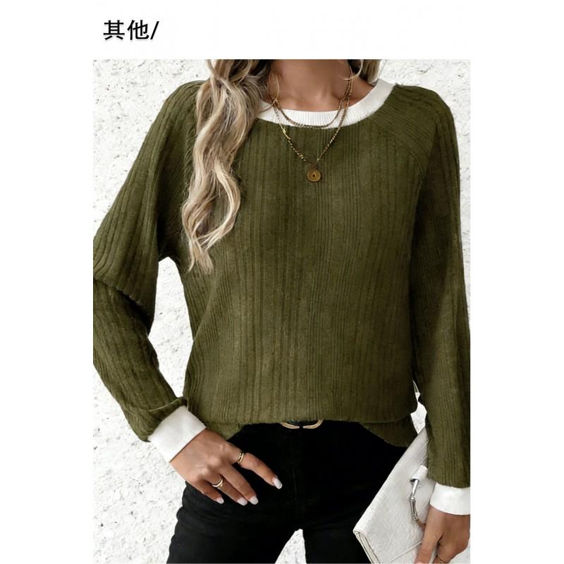 Womens Knit Sweater Round Neck Loose Fit Long Sleeve Pullover Slim Solid Color Fall Winter Top