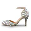Handmade Rhinestone Pointed Head Light Mouth Stiletto White Crystal Hollow Back Bag Sandals Sexy Catwalk Women's Shoes