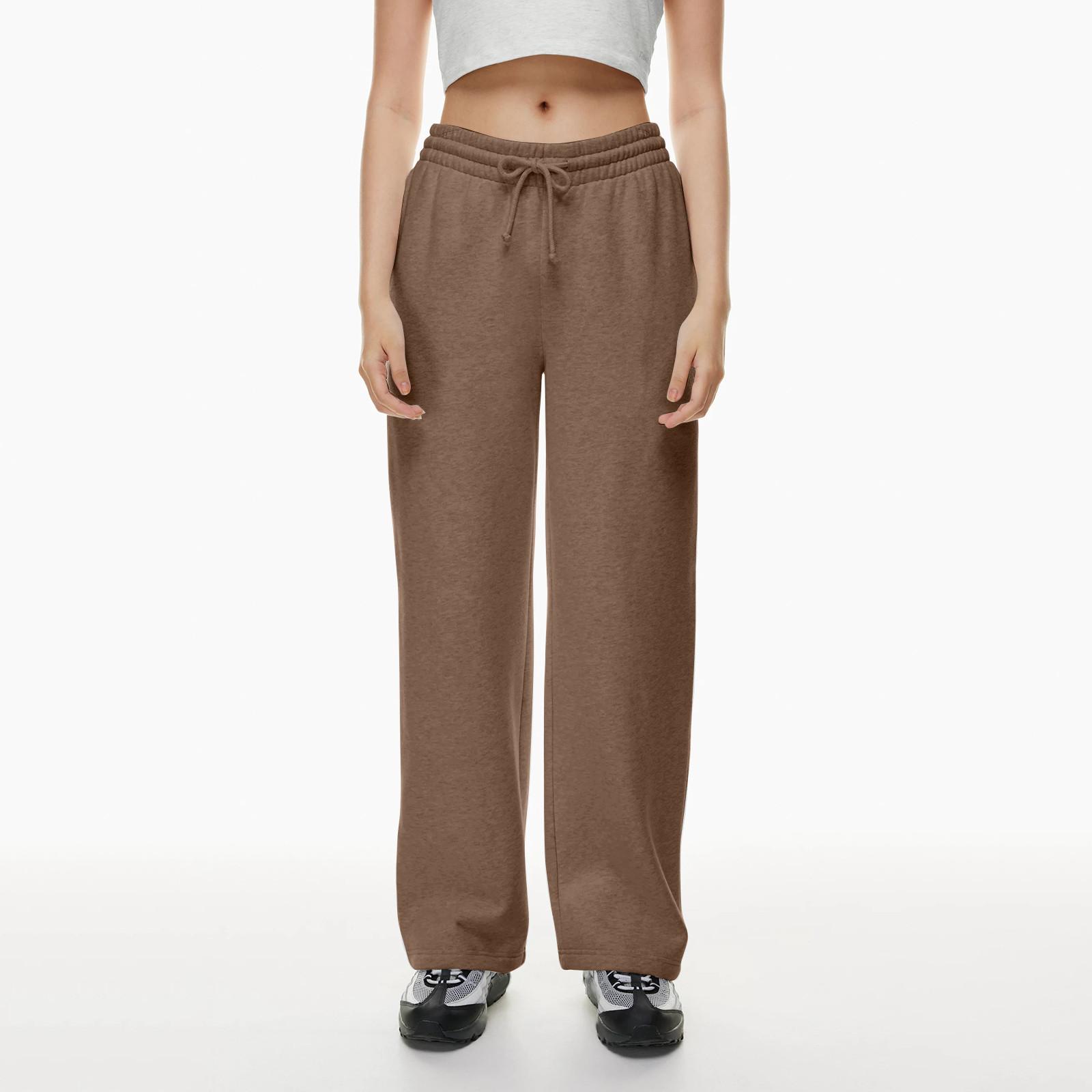 

Женские повседневные мешковатые брюки для бега с высокой талией и прямыми штанинами на завязках, спортивные штаны с карманами M коричневый