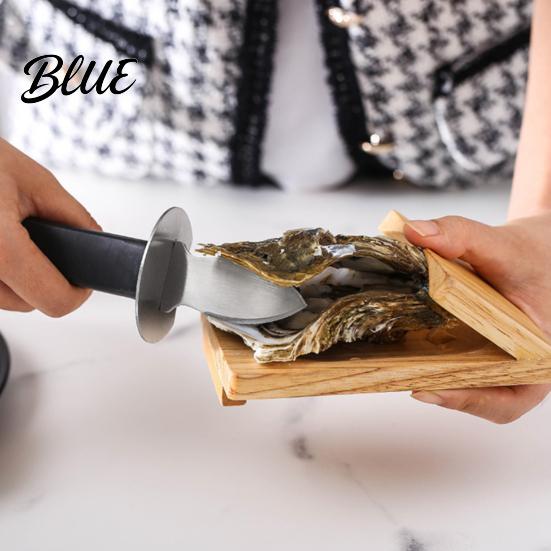 Robustní nůž na otevírání ústřic s kleštinou, čepel z nerezové oceli a ergonomický nástroj na otevírání mušlí, design s dřevěnou základnou, protiskluzový otvírák na mořské plody