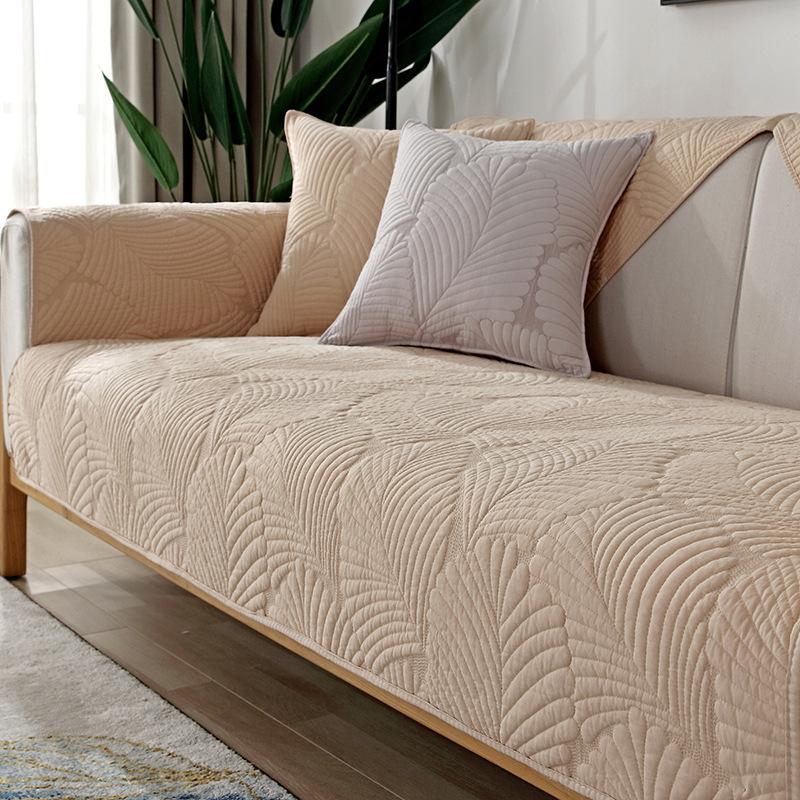 Simple Solid Color Sofa Cushion Four Seasons Pure Cotton Fabric Non-slip Cotton Seat Cushion Universal Modern Sofa Cover Cover