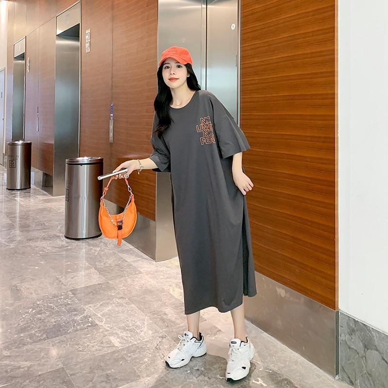 

Женское простое повседневное платье-трапеция в иностранном стиле с принтом в виде букв 2XL серый