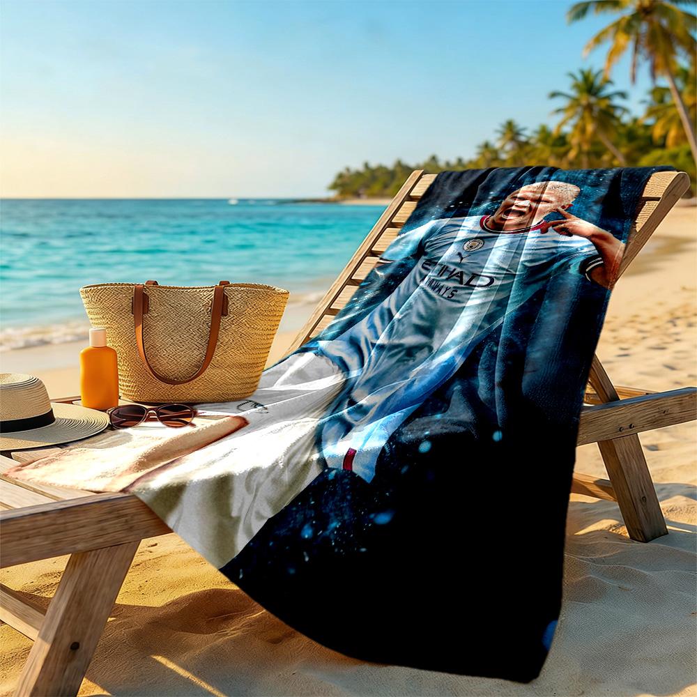 Blaues Haaland-Stil Strandtuch Superweich & Saugfähig Bequem Leicht Tragbar für Schwimmen, Strand, Camping, Reisen, Strandzubehör, Fitnessstudio