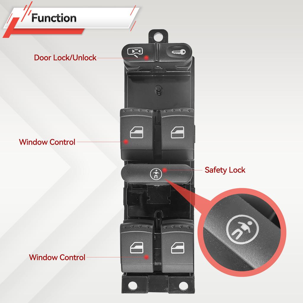 Power Window Control Switch Button 9PINS FOR Volkswagen Bora Jetta VW Golf MK4 Passat B5 Seat Leon Toledo 1J4959857A 1J4959857D