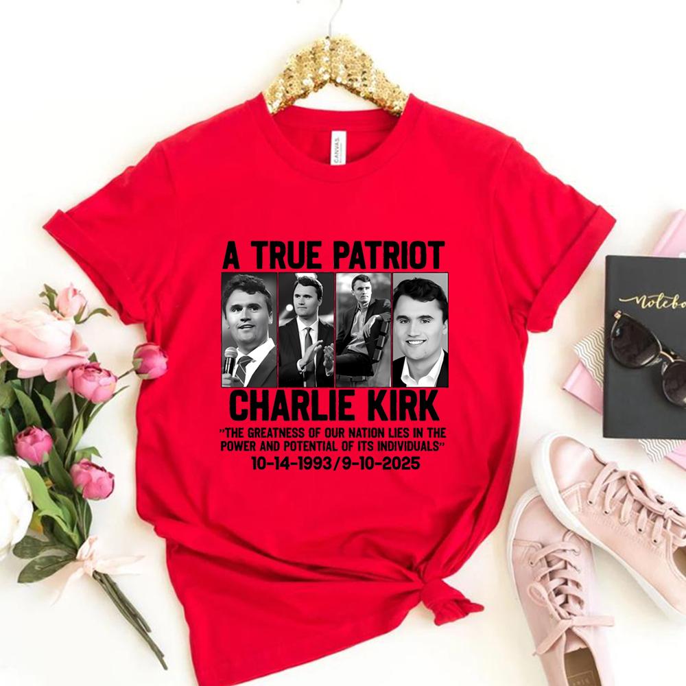 Charlie Kirk Tshirt Freedoom Shirt Charlie Kirk Memorial Tshirt Unisex Women Printed Short Sleeves Tops Unisex Aesthetic Clothes S