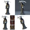 B0KB Unique Scythe Death God Figurine Resins Ornament for Halloween Desktop Display
