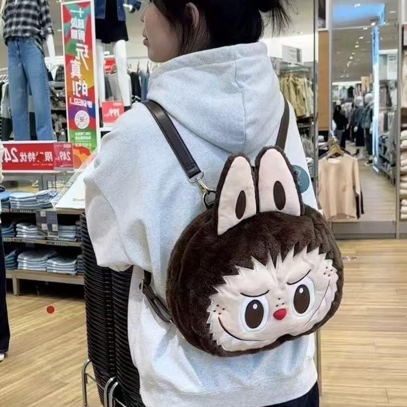 Big Face With Ears Soft Cartoon Plush Backpack Doll Bag Backpack Student
