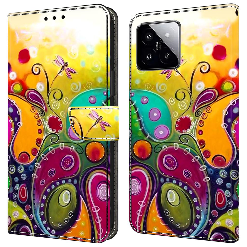 For Xiaomi 14 Wallet Case Pattern Printing PU Leather Phone Cover