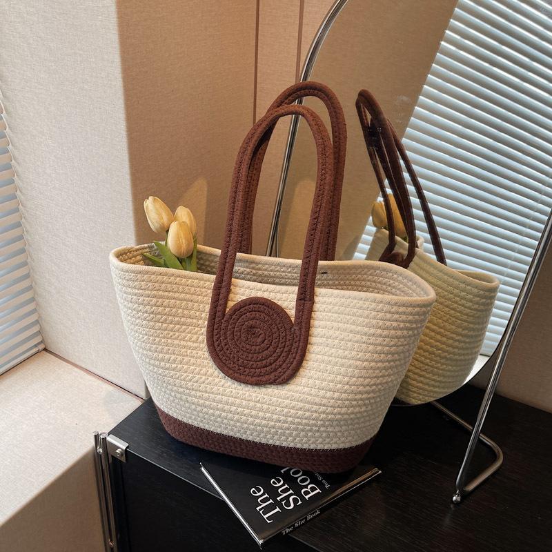 Summer high-end handbag women's new woven tote bag large-capacity leisure vacation beach bag