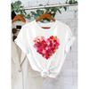 European Size Large Multi-Color Heart Pattern Women'S Fashion T-Shirt | 180g Crew Neck, Regular Length, Elegant Style, Summer Season