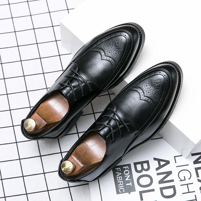 Summer Brock work men's shoes British Korean version trend increase men's business dress casual leather shoes wedding shoes