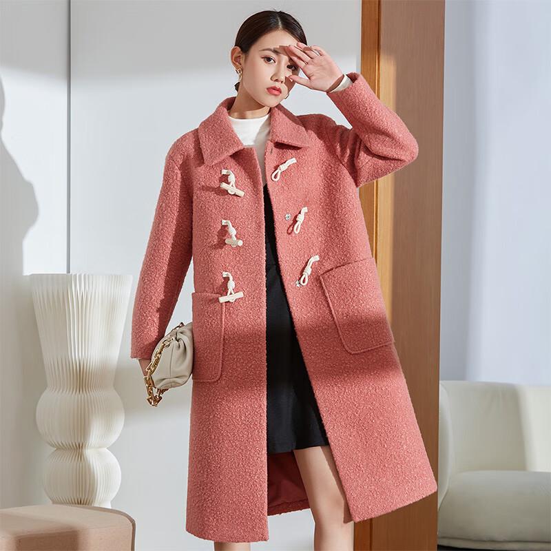 

Tatu Women s Casual Bouclé Mid-Length Coat L