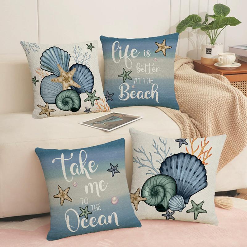 Spring and Summer Flowers, Plants, Butterfly Linen Pillowcase Modern Simple Living Room Sofa Cushion Cover Bedroom Pillow